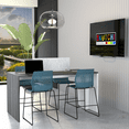 thumbnail image 2 of Counter Height Collaboration Table | 4 Person Face-to-Face Desk | 36 x 66 Inch Commercial Office Desk with Double Power & Data Modules - White Cypress And Silver, 2 of 9