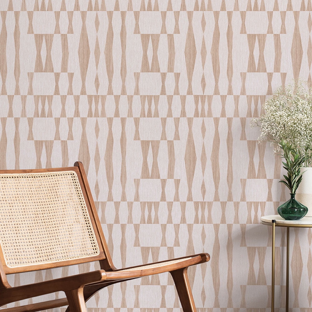 Tempaper Texture Faux Grasscloth Geo Jute Peel and Stick Wallpaper, 20.5" x 16.5'