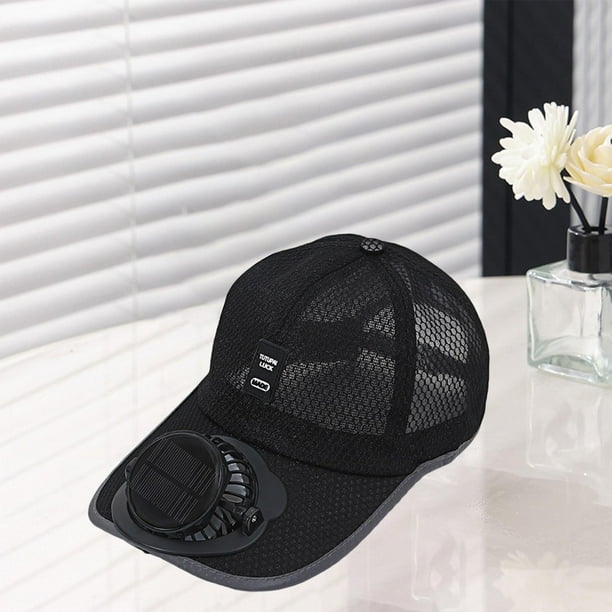 Sombreros de visera con ventilador. Gorra para ventilador de refrigeración con carga solar o USB, gorra con visera para ventilador Negro