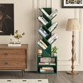thumbnail image 4 of LEYAOYAO Tall Tree Bookshelf, 9-Tier Zigzag Bookcase with Storage, Vertical Storage Shelf for Books & Décor, Space-Saving Design, Dark Green, 4 of 8