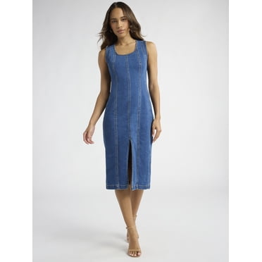 Sofia Jeans Women's Seamed Denim Dress, Below Knee Length, Sizes XS-XXXL