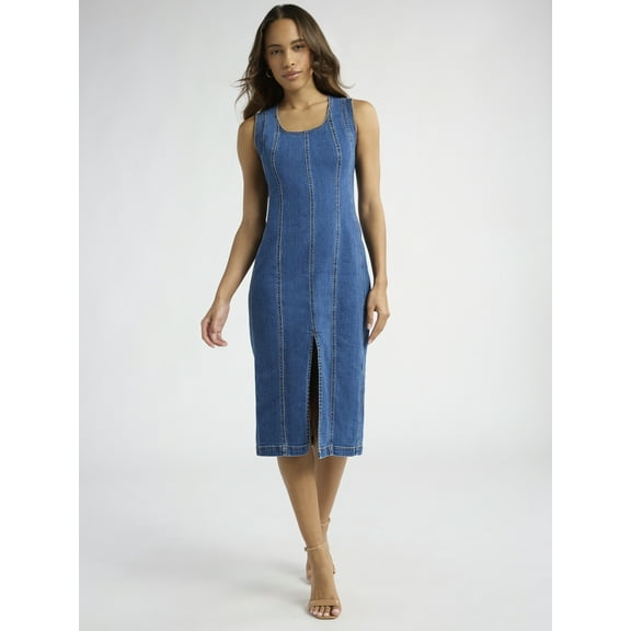 Sofia Jeans Women's Seamed Denim Dress, Below Knee Length, Sizes XS-XXXL