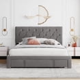 thumbnail image 2 of CLEARANCE! Queen Size Storage Bed Velvet Upholstered Platform Bed with a Big Drawer - Grey, 2 of 9