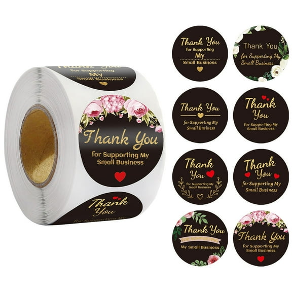 500Pcs/Roll 1.5 Thank You For Supporting My Small Business Stickers 4 Designs Highly Recommended For Small Business Owners And Online 500 Labels Per Roll/ sticker