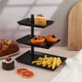 thumbnail image 3 of 3 Tier Multifunctional Shelf, Dingrich 360° Rotatable Cake Dessert Display Rack, 9.6x6.1inch Rectangular Shelf, 3 Tier Metal Stand for Snacks, Cookies, Candy, Fruits, Jewelry, Cosmetics - Black, 3 of 7
