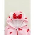 thumbnail image 5 of Kiapeise Baby Girls Valentines Day Outfits Zipper Hoodie Jumpsuit Long Sleeve Heart Print Romper, 5 of 9