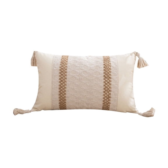Decorative Pillows for Living Room - White Tassel Pillowcase, 30 x 50 cm, Sofa Cushion Cover with Hidden Zipper