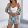 thumbnail image 4 of Aboser Womens Crochet Cardigan Sweaters Lightweight Open Front Cardigans Casual Elbow Half Sleeve Shrug Cardigan Comfy Soft Beach Cover Ups, 4 of 8
