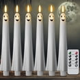 thumbnail image 2 of Ghost Face Flameless LED Candle Set – Remote & Timer Battery-Operated Taper Candles for Dining Table, Window Sill & Spooky Centerpiece, 6Pcs, 2 of 6