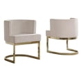 thumbnail image 1 of Velvet Beige Accent Chair with Gold Chrome Base - 1 Chair, 1 of 3