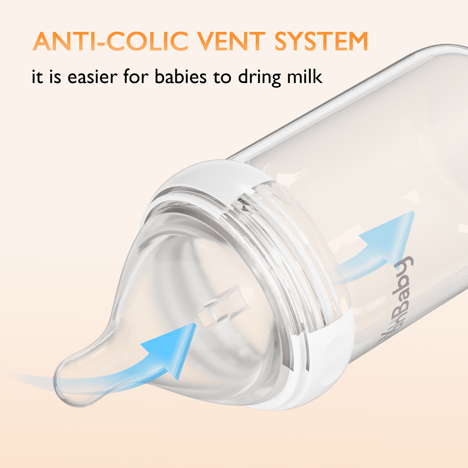 YunBaby Newborn Baby Bottle 6oz, Made of Borosilicate Glass, Anti-Colic, with a Wide Neck, Breast-Like Nipple, Natural Glass Baby Bottles, 3 Pack