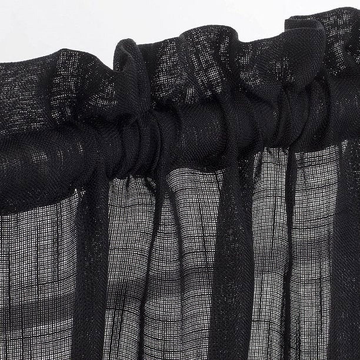 Diamond Home Linen Textured Semi-Sheer Kitchen Curtains, 27” x 24” (2 Panels)