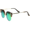 thumbnail image 3 of sunglassLA - Round Half-Frame Cutout Color Mirror Flat Lens Cat Eye Sunglasses - 56mm, 3 of 4