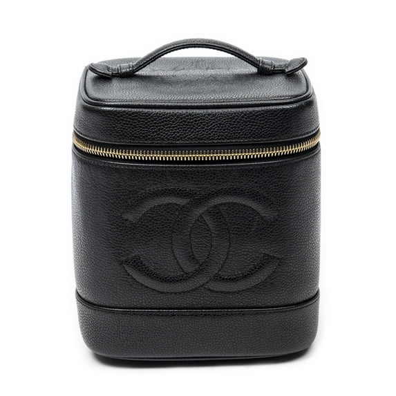 Pre-Owned Chanel Black Timeless Tall Vanity Case Handbag Caviar Leather