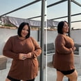 thumbnail image 3 of CASSIE LIZ Womens Sweaters Plus Size Crew Neck Knit Pullover Fall Fashion Khaki Loose Fit Winter Dressy XL 14W 16W, 3 of 10