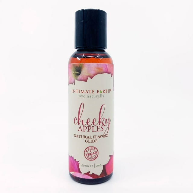 Intimate Earth Glide Saveurs Naturelles, Lubrifiant Personnel Aromatisé à Base d'Eau, Cheeky Apples, 2 oz
