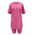 thumbnail image 6 of 2 Piece Short Sets for Women Summer Dressy High Slit Top Shirt Travel Vacation Airport Outfits Soft Vacation Workout Shorts Sets Matching Clothing, 6 of 7