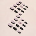 thumbnail image 3 of Black French Fake Nails Medium Length Square Press on Nails with Black White Lines Design Glossy Coffin Nails Full Cover Nail Tips Glue on Nails Artificial Acrylic False Nails for Women 24Pcs Nails 1, 3 of 4
