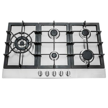 30 in. Gas Cooktop with 5 Sealed Brass Burners in Stainless