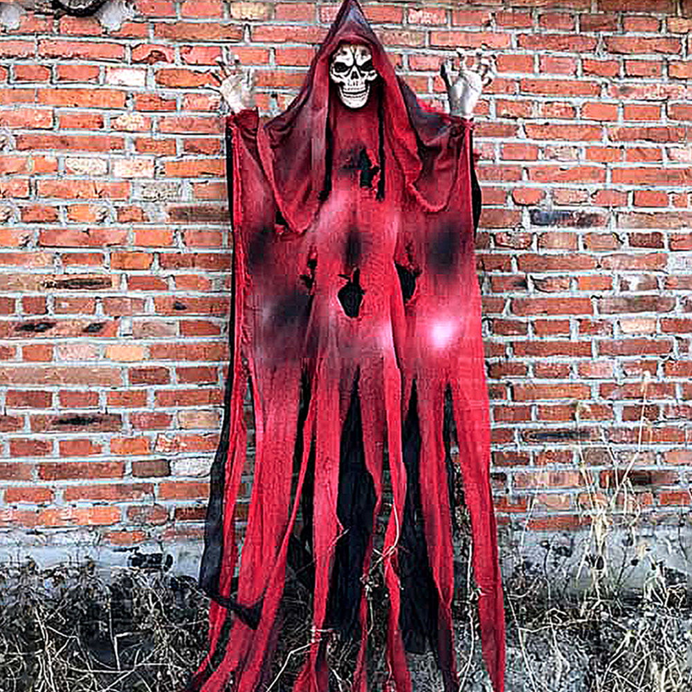 Coerni Halloween Decorations Outdoor Indoor Scary Hanging Ghost Witch with Lighting Eyes Red 
