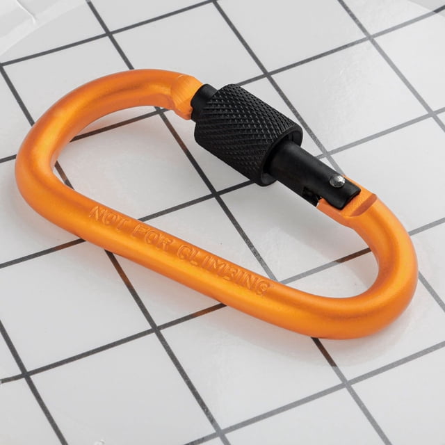 Mosquetón de aluminio en forma de D para actividades al aire libre, ideal para senderismo, camping y pesca - Paquete de 1 con cierre de rosca - Color dorado.
