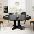 thumbnail image 4 of iPormis 59" Extendable Round Dining Table for 6, Modern Kitchen Table with Sturdy Wooden Base, Dining Room Table with Thickened MDF Board, Perfect for Small Space, Black, 4 of 9