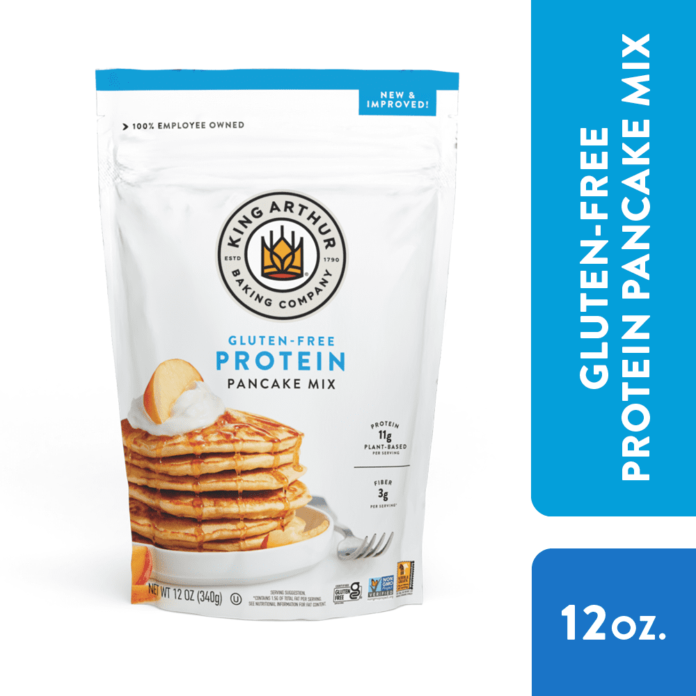 (3 pack) King Arthur Baking Company, Non-GMO Project Verified, Certified Gluten-Free Protein Pancake Mix, 12 oz Resealable Bag