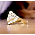 thumbnail image 3 of Trillion Cut Bezel Set Diamond Engagement Ring, Baguette Halo Diamond Ring, 2.2 Ct Simulated Diamond, 14K Yellow Gold Plated, Anniversary Gifts For Her, 3 of 5