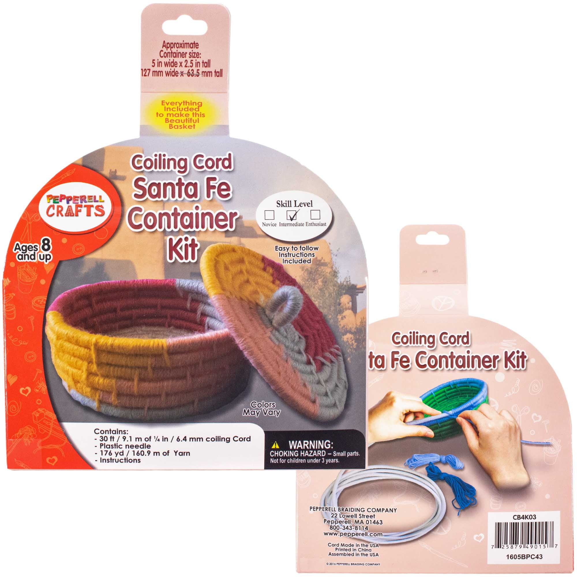 Craft County Coiling Cord Basketry Kit with Coiling Cord, Wrapping Fabric or Yarn, Plastic