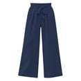 thumbnail image 4 of Women's Flowy Wide Leg Trousers Bow Tie Paperbag Waist Loose Palazzo Trousers with Pockets Business office Slacks Loungewear Pants Navy, 4 of 8