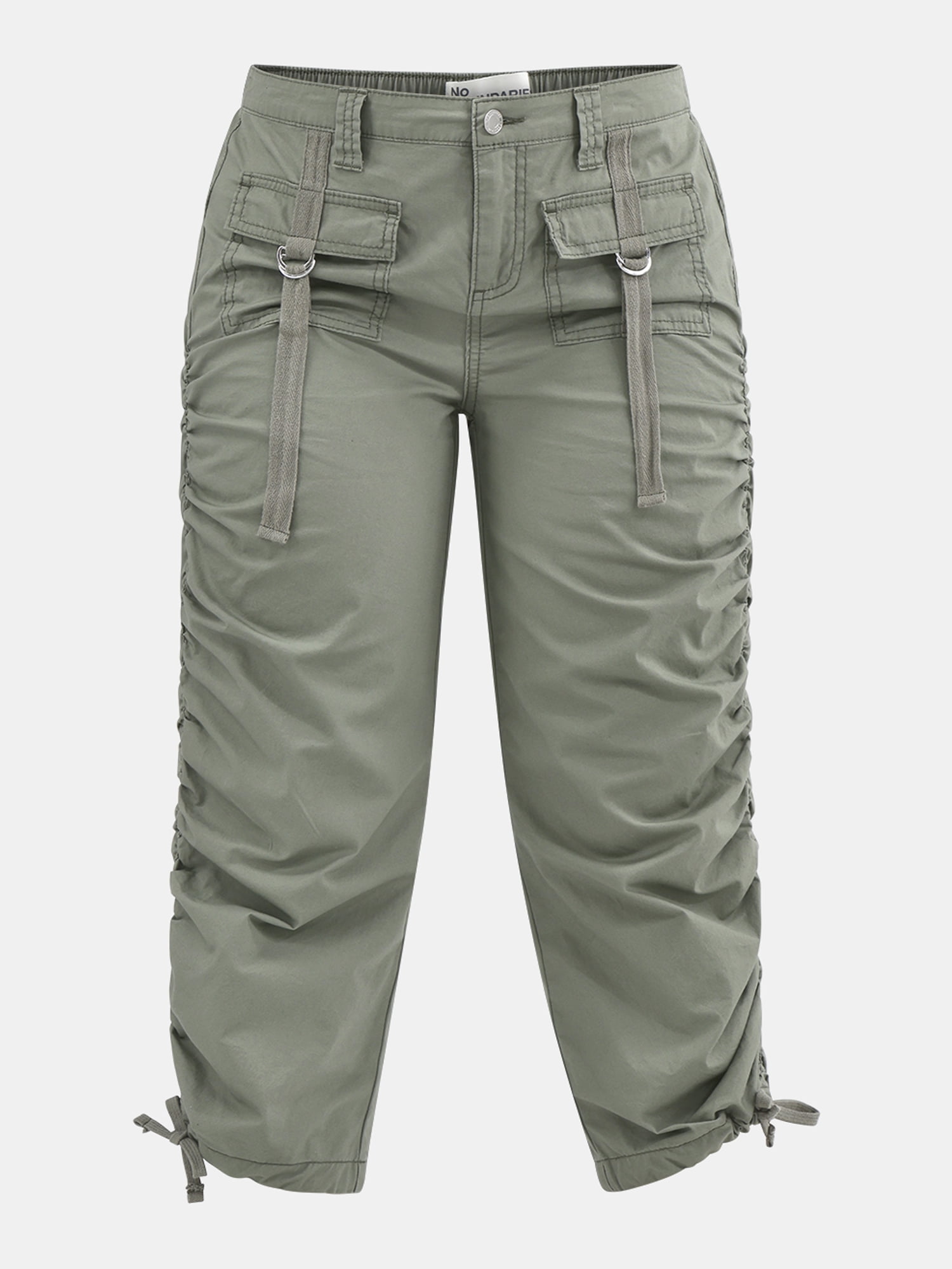 No Boundaries Ruched Crop Cargo Pants, 22'' Inseam, Women's and Women's Plus