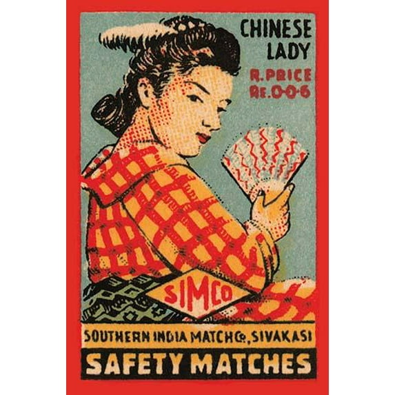 Chinese Lady Safety Matches-Fine Art Canvas Print (20" x 30")