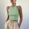 thumbnail image 2 of JULMCOMO Ribbed Knit Tank Tops for Women Crew Neck Solid Casual Summer Cropped Tank Tops Slim Fit Sleeveless Trendy Comfy Shirts Cyan M, 2 of 4