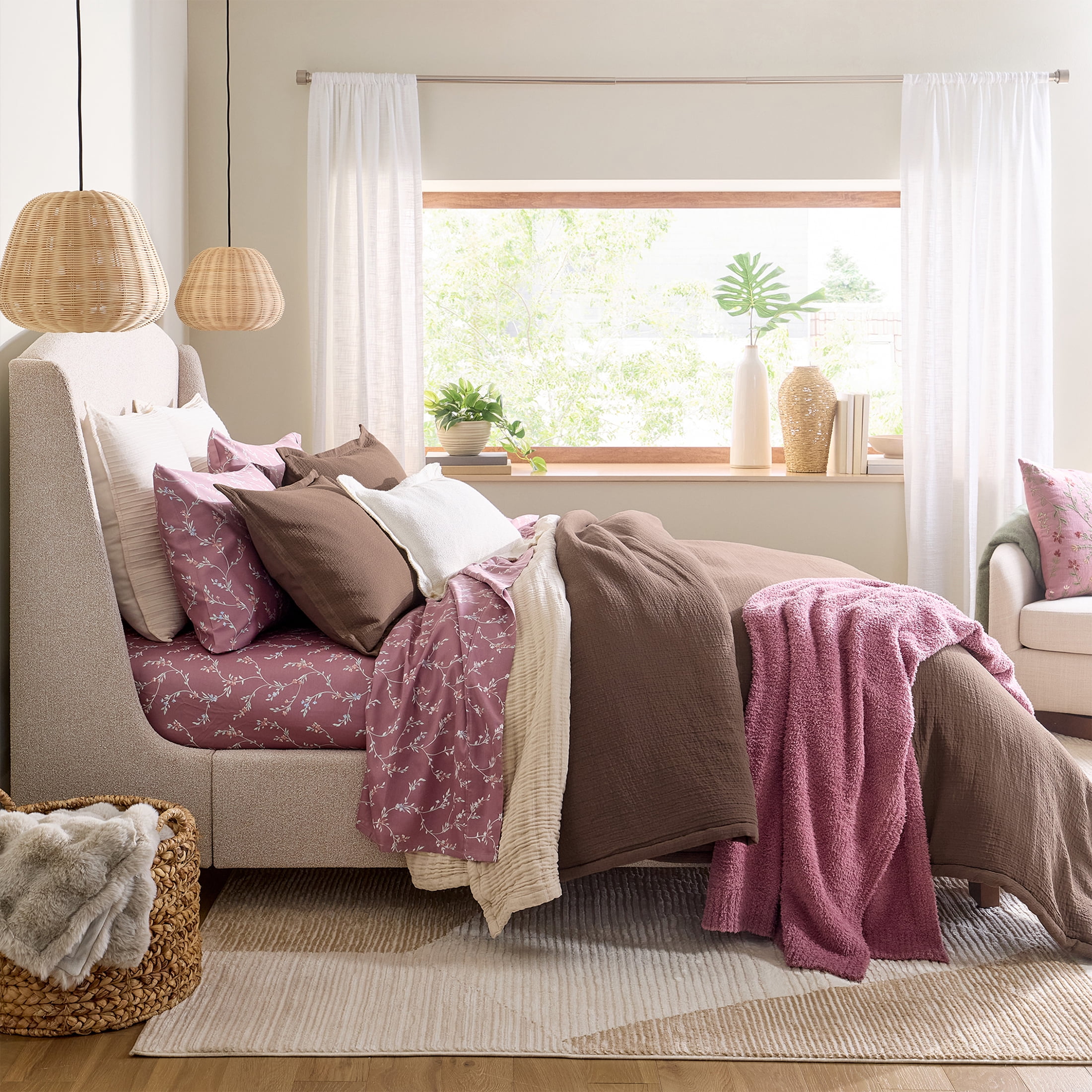 Better Homes & Gardens Full/Queen All-Season Comforter Set, 3-Piece, Brown Gauze