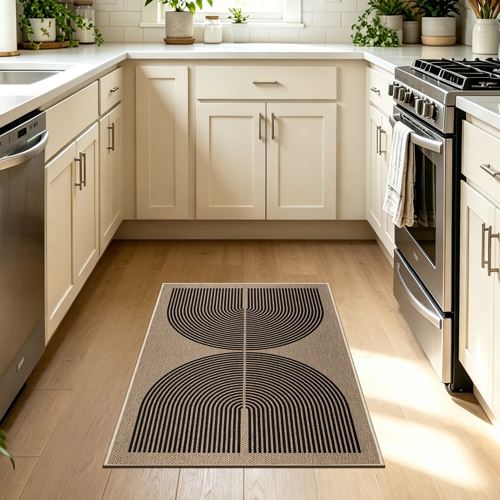 ORGOWEL Front Door Mat 2x3ft Non-Slip Easy Jute Indoor Outdoor Entrance Doormat Washable Absorbent Low Profile Resist Dirt Inside Door Mats for Patio Porch Entryway,Black