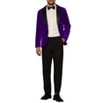 thumbnail image 2 of INSPIRE CHIC Men's Velvet Blazer One Button Party Prom Tuxedo Dinner Suit Jacket L Dark Purple, 2 of 6