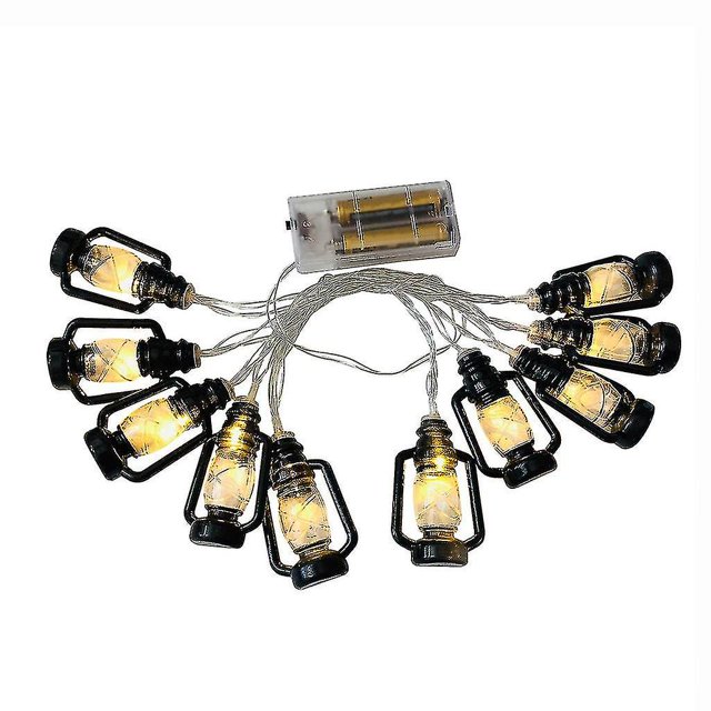 Led Ramadan Festival Retro Lámpara de queroseno Cuerdas Linterna decorativa, 11 Feliz Sencillez