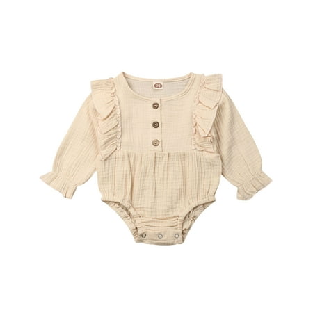 

Newborn Infant Baby Girl Cotton Linen Romper Bodysuit Sunsuit Outfit Clothes