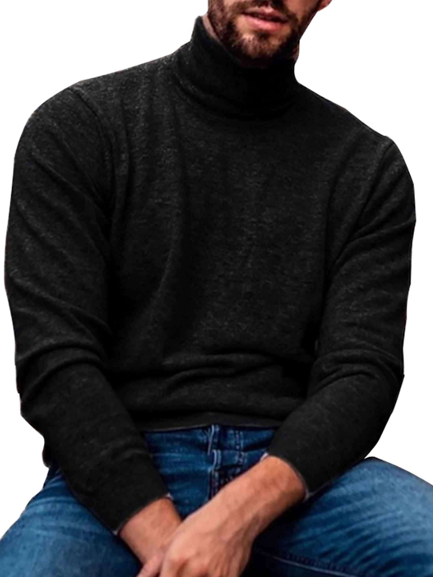 Men's Turtleneck Knitted Sweater Winter Warm Long Sleeve Jumper Pullover Blouse