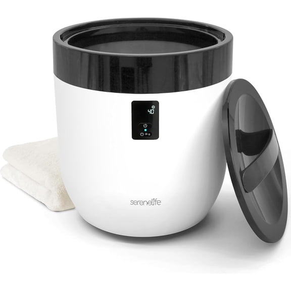 SereneLife Bucket Warmers with Customized Fragrances for Spa and Bathroom, Timer 20/40/60/90 Minutes, Fits 1 Large Towel, Blanket, Bathrobe, PJs (Black)
