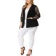 thumbnail image 2 of Blazer de talgrande pamujer, chaquede trabajo, solade muesca, encaje frontal, chaquetas Negro XL, 2 of 6