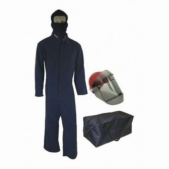 Oberon Bag Kit - Arc Flash - 12 Cal TCG2P™ - Comes With Coveralls, Hard Cap, Face Shield, Balaclava & Storage Bucket - Color: Navy Blue - Size: 2XL