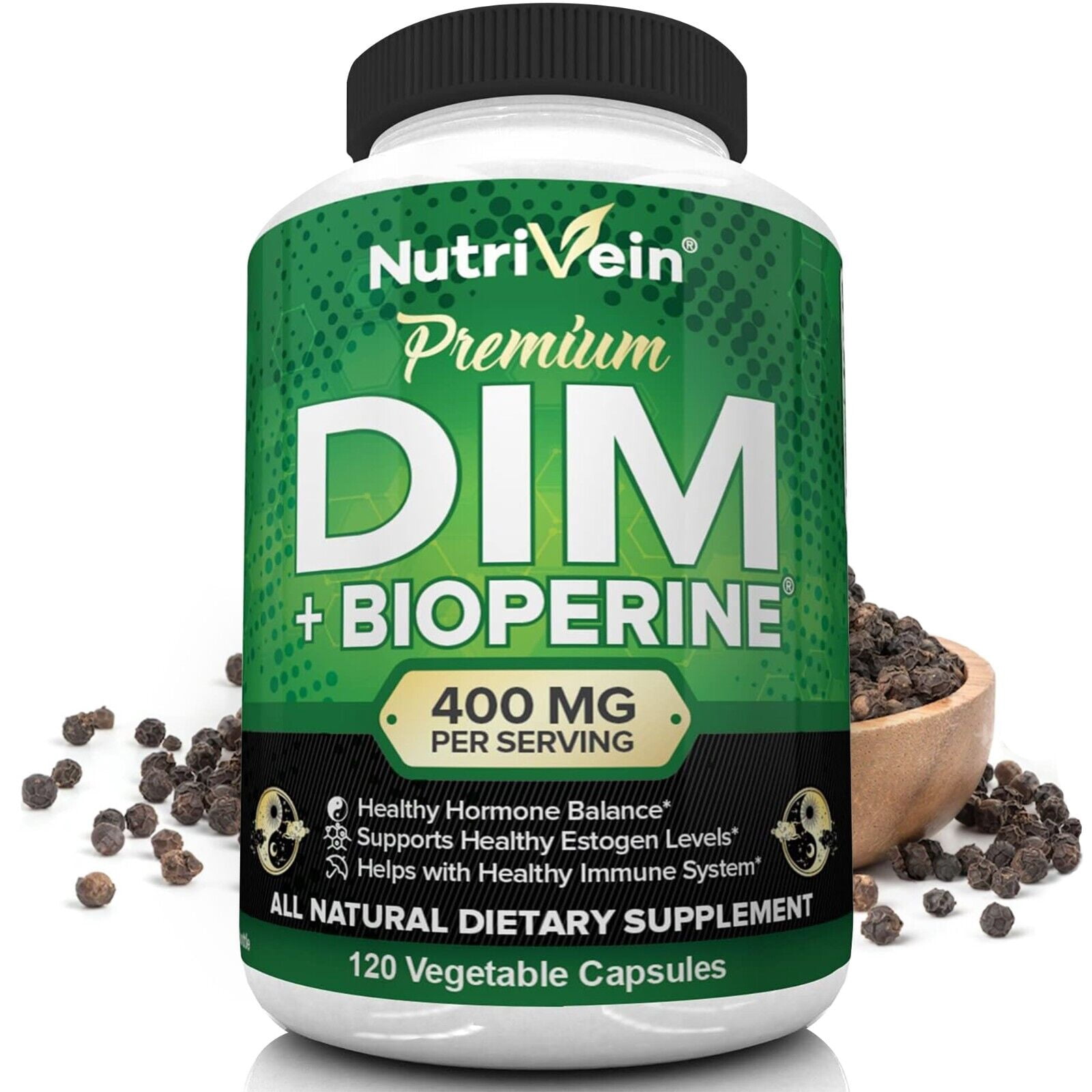 Nutrivein DIM Supplement 400mg - Menopause, PCOS, Estrogen Metabolism & Balance 120 Capsules