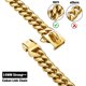 thumbnail image 2 of Collar de cadena dorado para perro con hebilla de seguridad y circonitas cúbicas que se deshacen en el hielo. Cadena de eslabones cubanos de acero inoxidable de 33 quilates. Collar de, 2 of 7