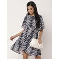 thumbnail image 5 of Moomaya Printed Rayon Dress, Flutter Sleeves Embroidered Casual Summer Dress, 5 of 8
