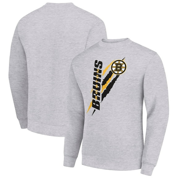 Men's Starter Heather Gray Boston Bruins  Color Scratch Pullover Sweatshirt