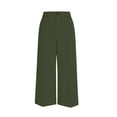 thumbnail image 6 of Qgtaibl Women's Cropped Dress Pants High Waisted Pleated Straight Leg Pants Solid Color Business Suit Trousers with Pockets Summer Capris Green M, 6 of 9