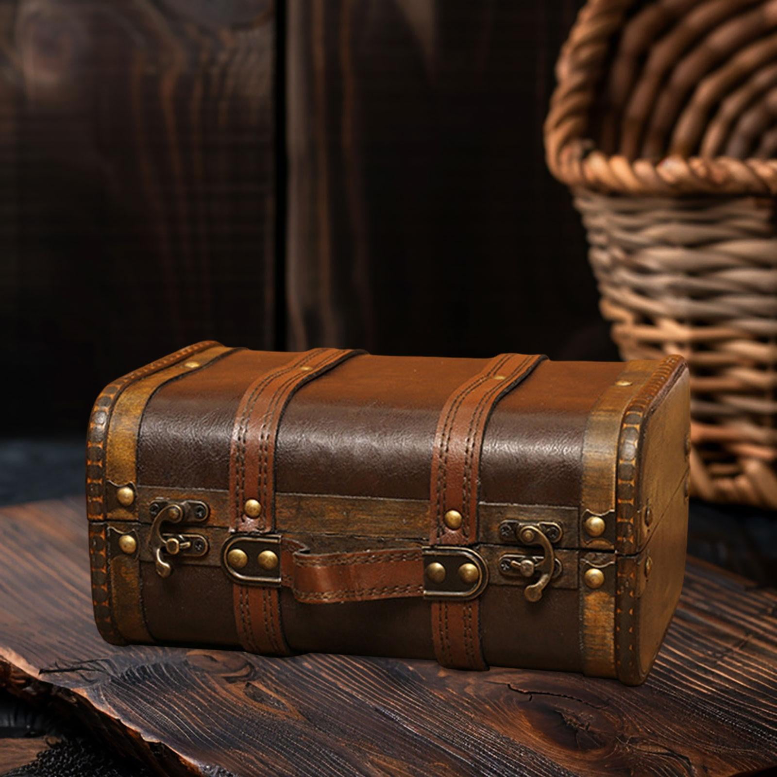 Wooden Trunk Treasure Chest Decorative Retro Style with Lock for Studio Photography Props Clothing Stores