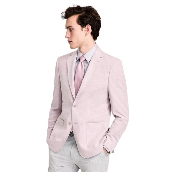 Calvin Klein Mens Slim fit Sport Coat Blazer 44 L Pink Solid Stretch