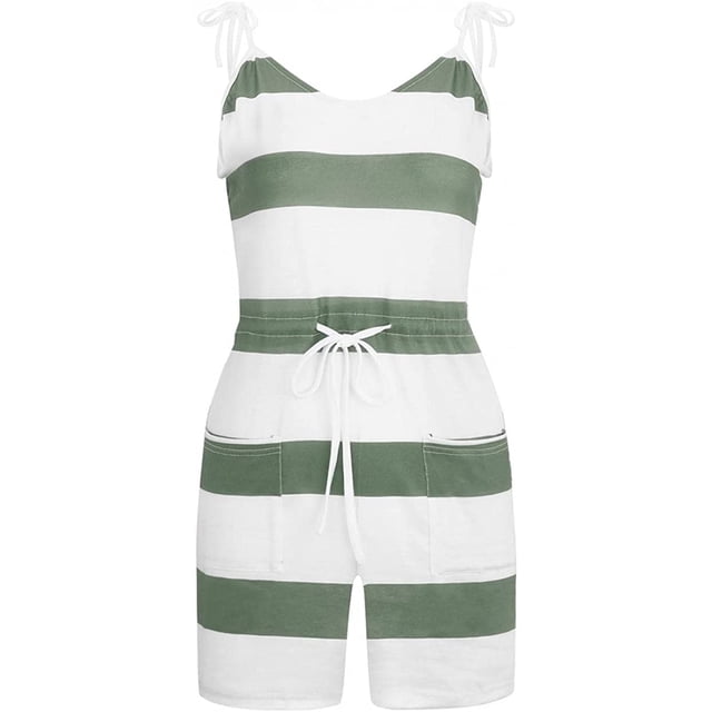 SAYOO vestidos para mujer sin mangas verano 2022 estampado a rayas vestidos casuales para mujer con bolsillo cuello en V cintura chaleco suelto SAYOO Casual